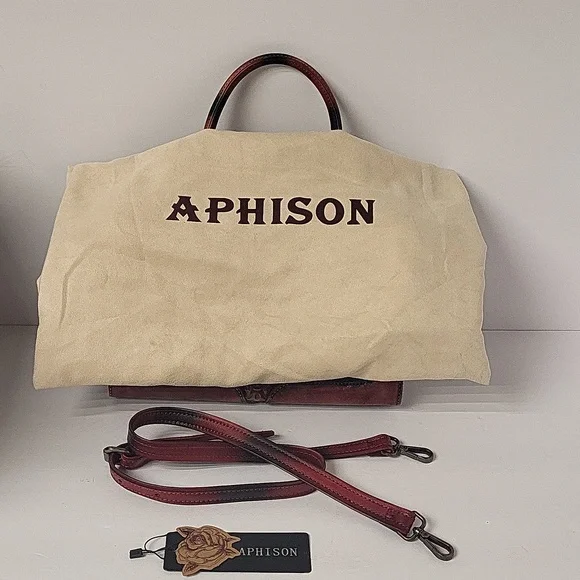 Handbag Aphison red tooled leather - Picture 4 of 7